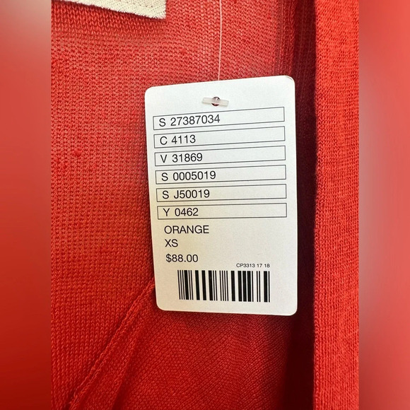 Angel of the North Anthropologie Women XS Orange Linen Cardigan Open Front - Picture 6 of 10